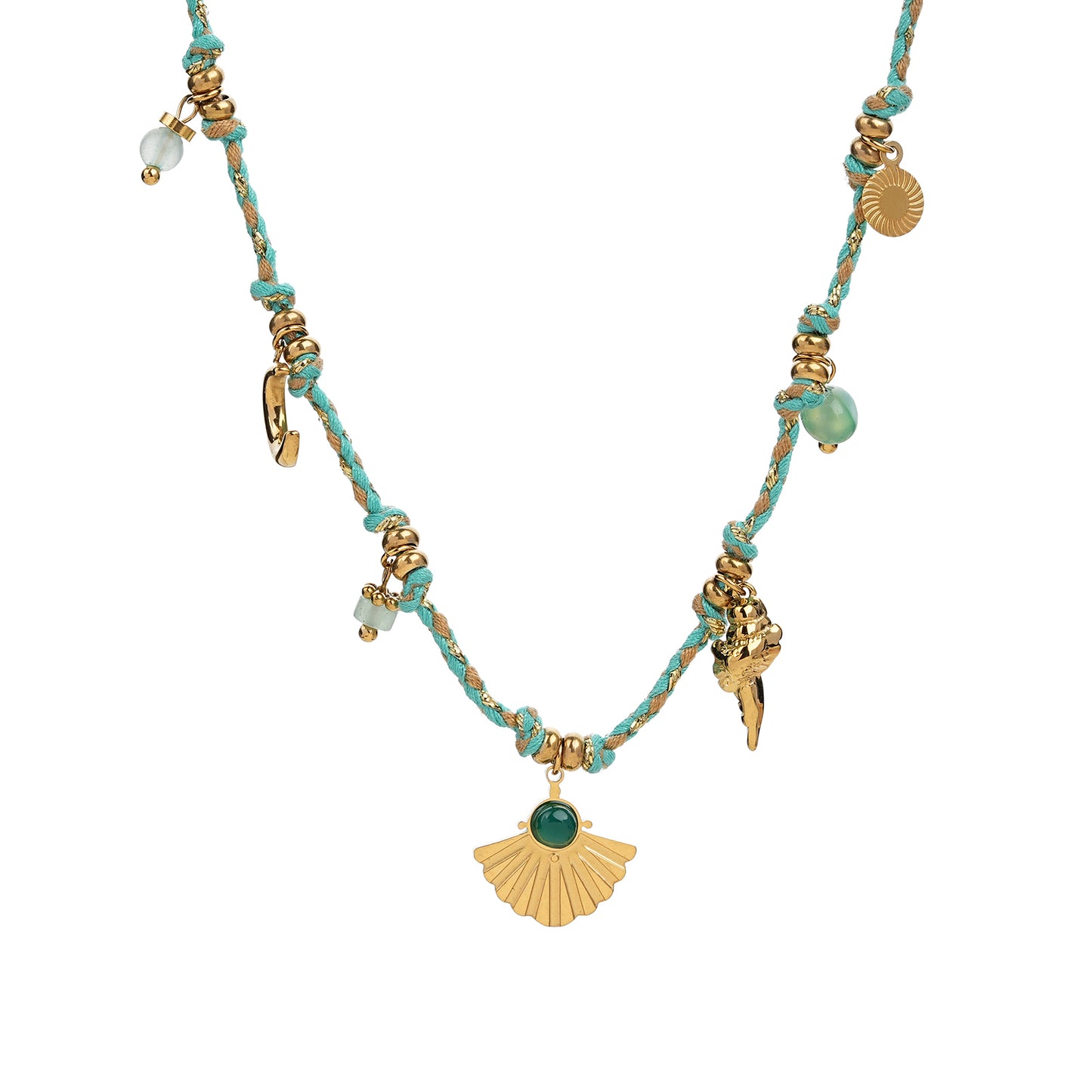 Collar Hilo Concha Mineral Natural