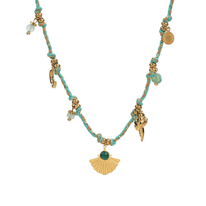 Collar Hilo Concha Mineral Natural