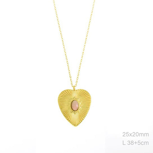 Gargantilla corazón Piedra Rosa