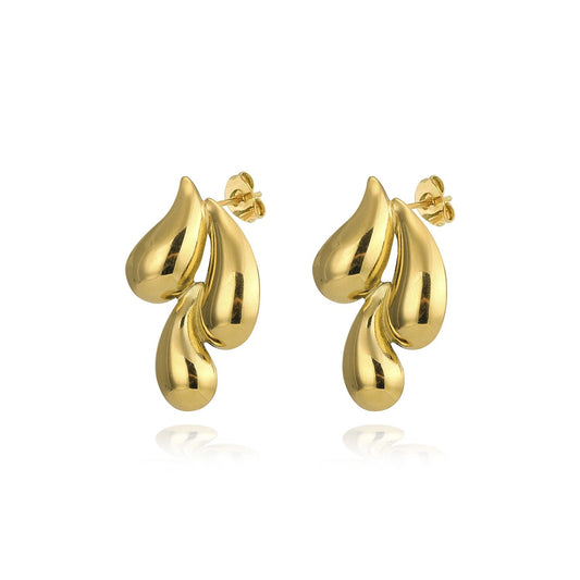Pendientes Triple Gota Dorados